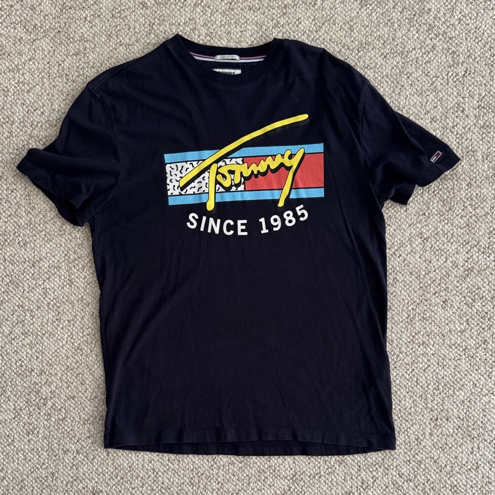 Tommy Hilfiger Navy Graphic Tee with Multicolor Design